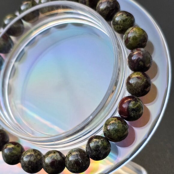 Handmade ✦ Bloodstone Bracelet ✦ 8mm Beads Stretch Fit Grounding & Protection - Picture 5 of 8